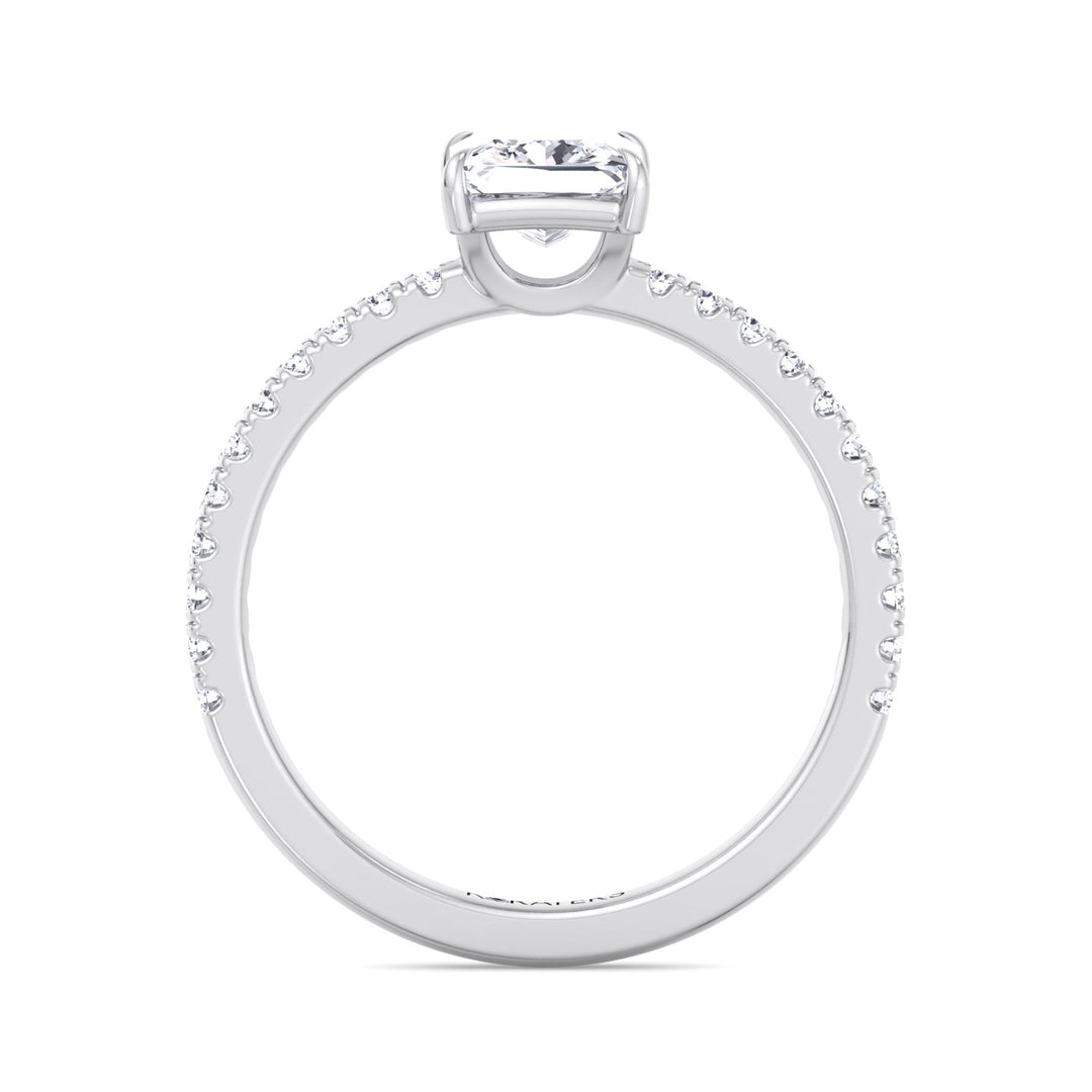 Princess Cut Lab Grown Diamond Engagement Ring with Pave Band