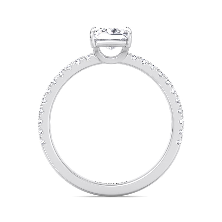 Princess Cut Lab Grown Diamond Engagement Ring with Pave Band