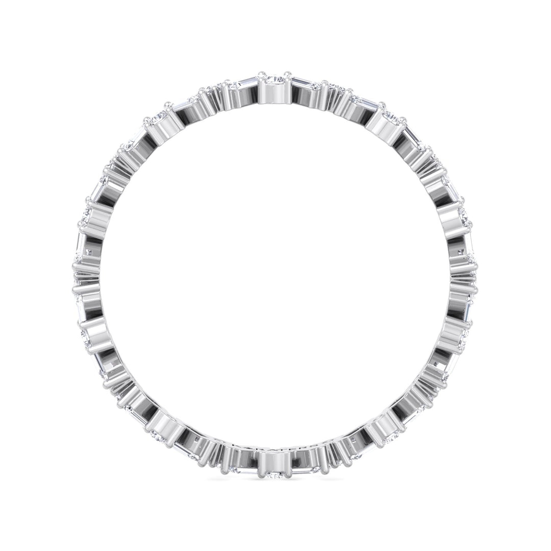 Round and Baguette Shape Lab Grown Diamond Offset Band