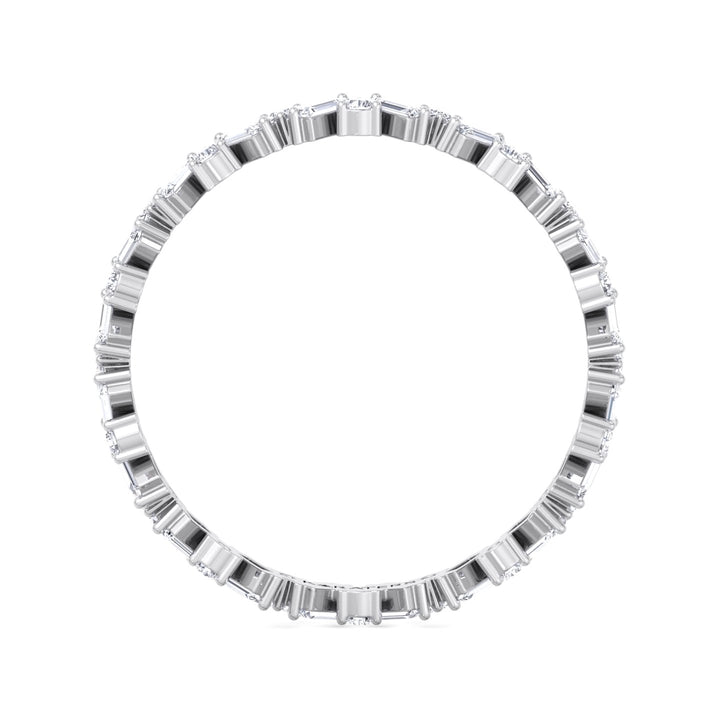 Round and Baguette Shape Lab Grown Diamond Offset Band