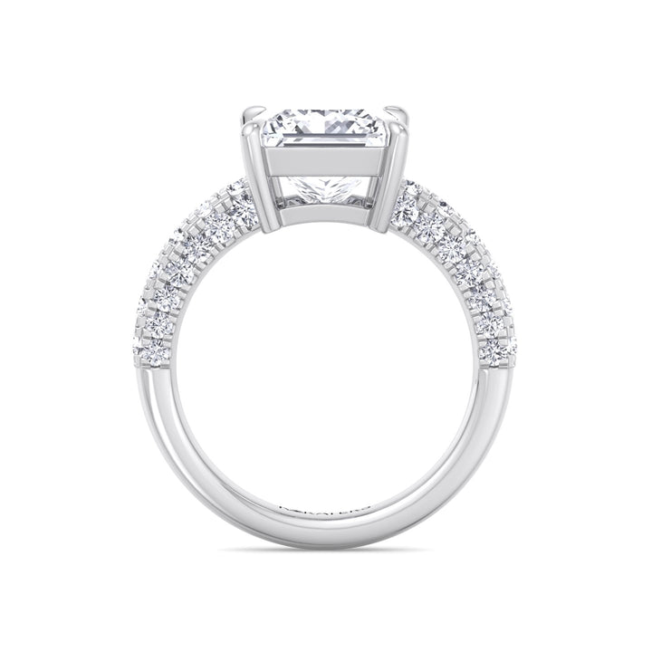 Princess Shape Lab Grown Diamond Engagement Ring with Pave Band
