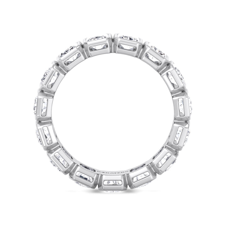 Bezel Set Radiant Shape Lab Grown Diamond Eternity Band White Gold 14K