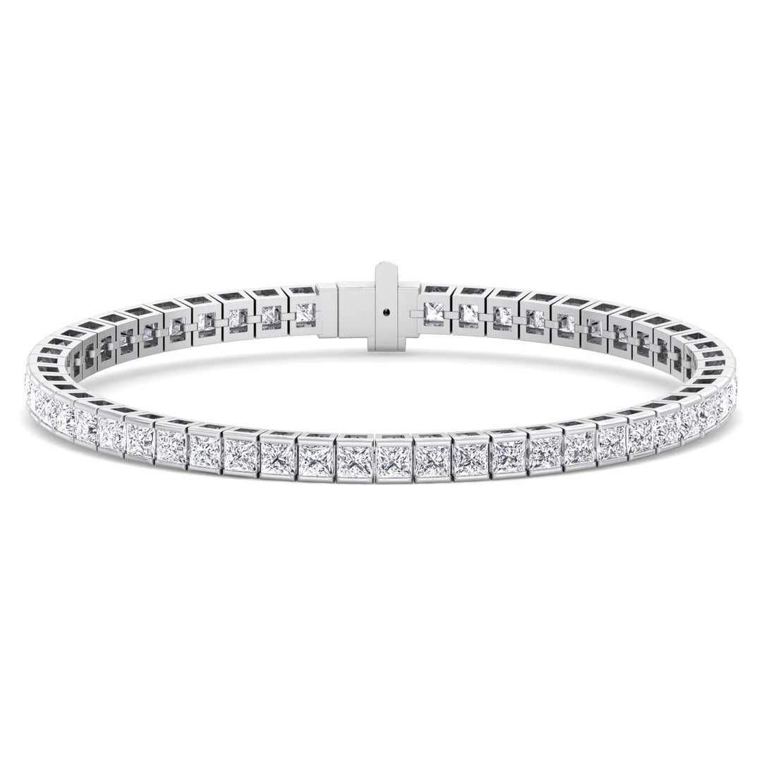 Princess Cut Lab Grown Diamond Tennis Bracelet 14K Solid Gold White