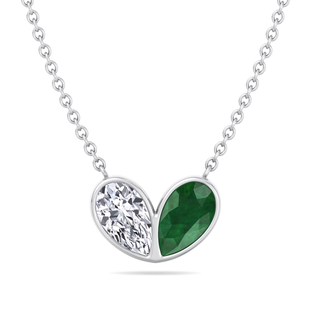 Pear Shape Green Emerald and Lab Grown Diamond Pendant Necklace-2CT-4CT-6CT