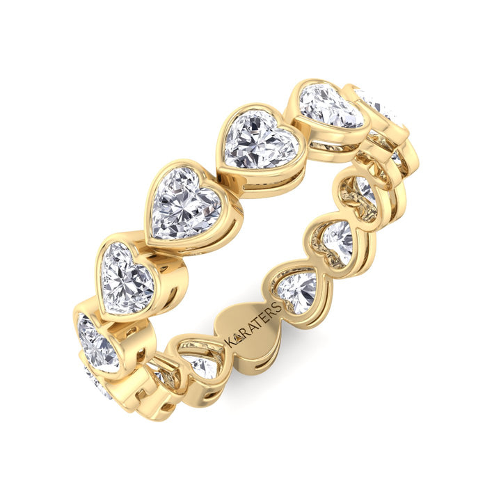 Bezel Set Heart Shape East to West Lab Grown Diamond Eternity Band