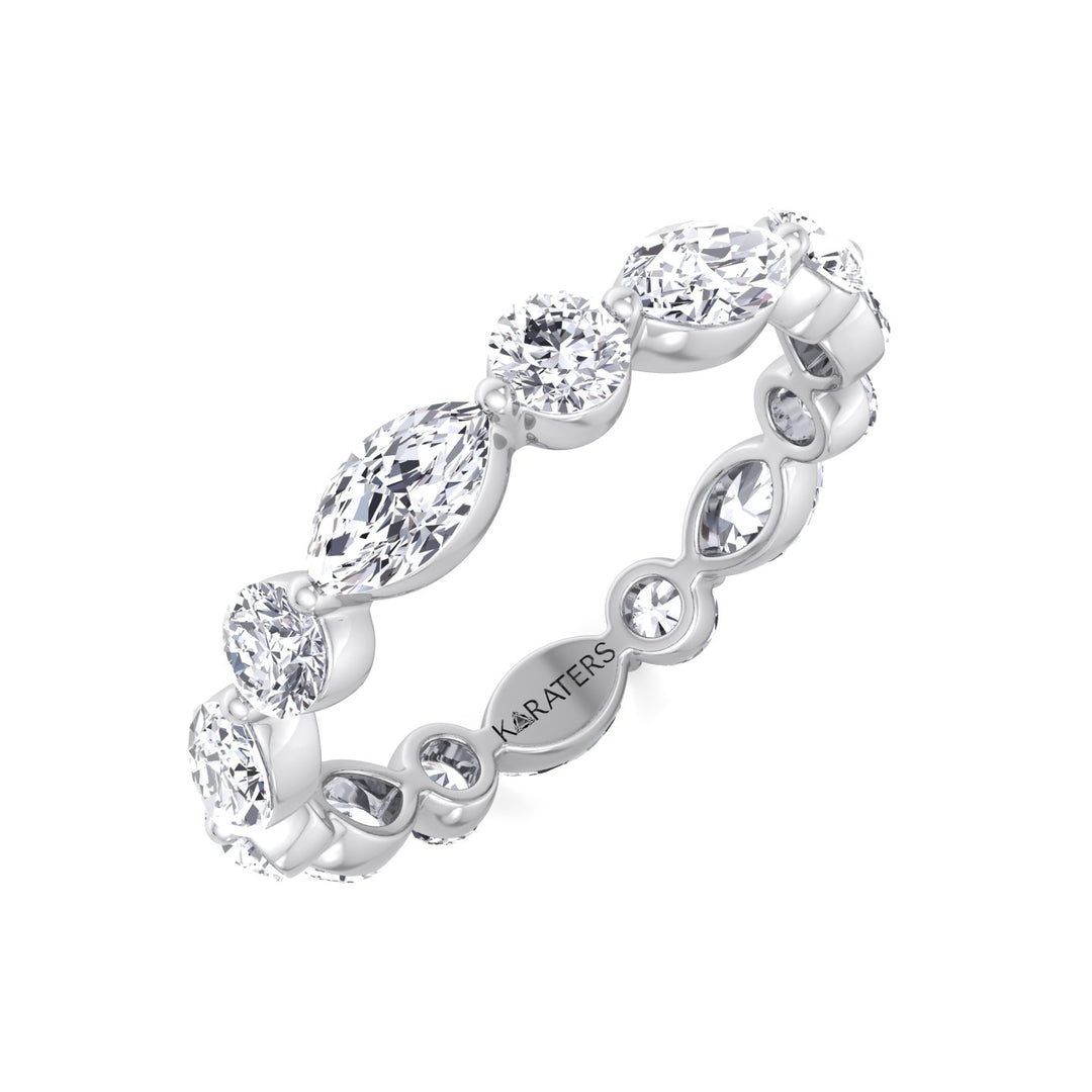 Round and Marquise Shape Lab Grown Diamond Eternity Band