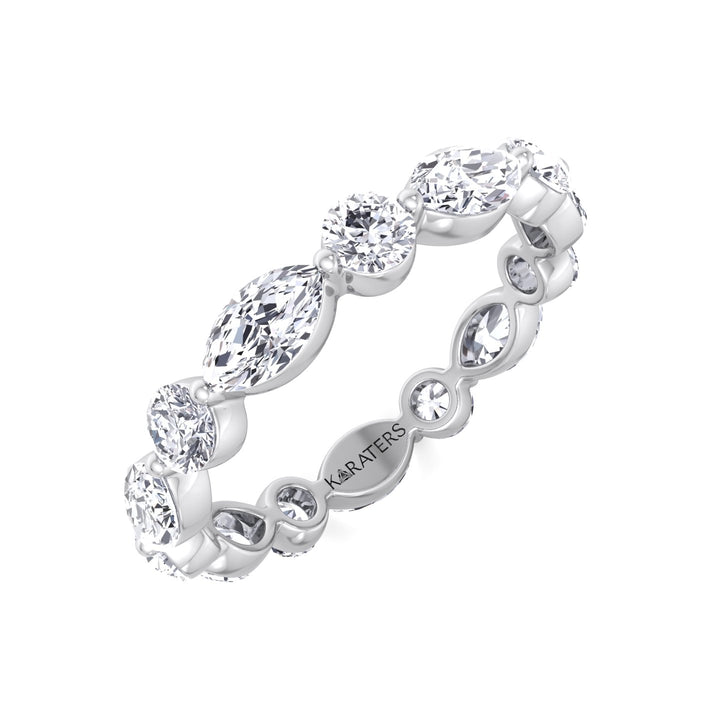 Round and Marquise Shape Lab Grown Diamond Eternity Band