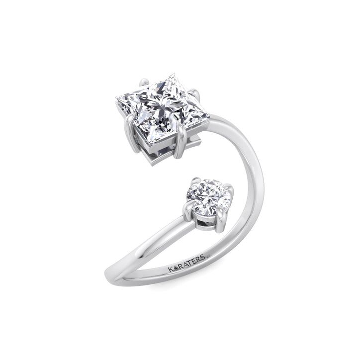 Princess & Round Shape Lab Grown Diamond Open Engagement Ring