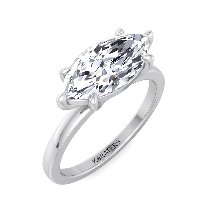 Marquise Cut Lab Grown Diamond East West Solitaire Engagement Ring