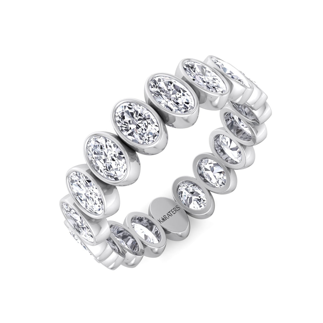 Bezel Set Oval Shape Lab Grown Diamond Eternity Band