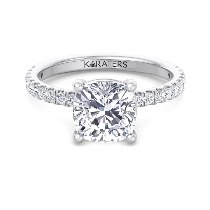 Cushion Cut Lab Grown Diamond Engagement Ring with SideStones
