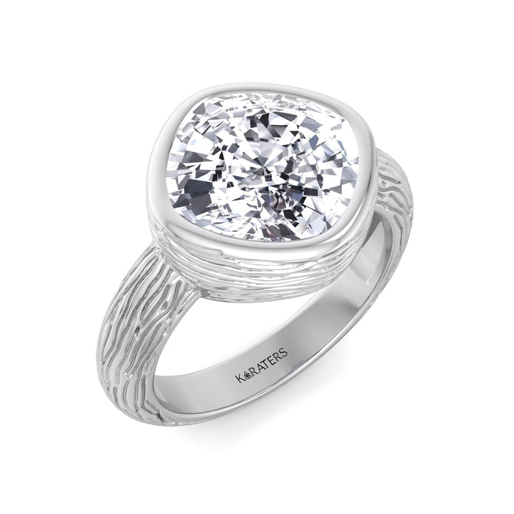 Cushion Cut Solitaire Lab Grown Diamond Engagement Ring