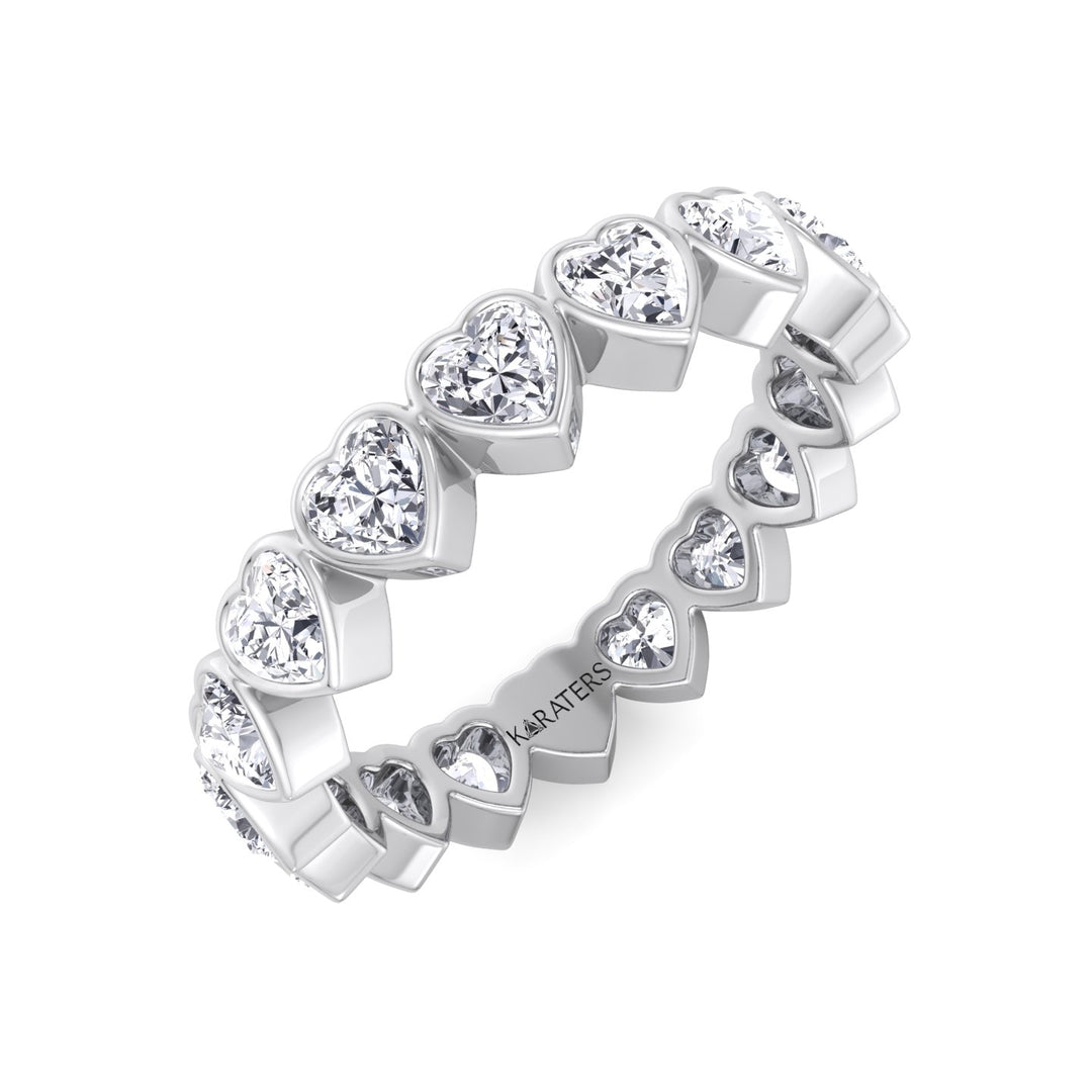 Bezel Set Heart Shape Lab Grown Diamond Eternity Band