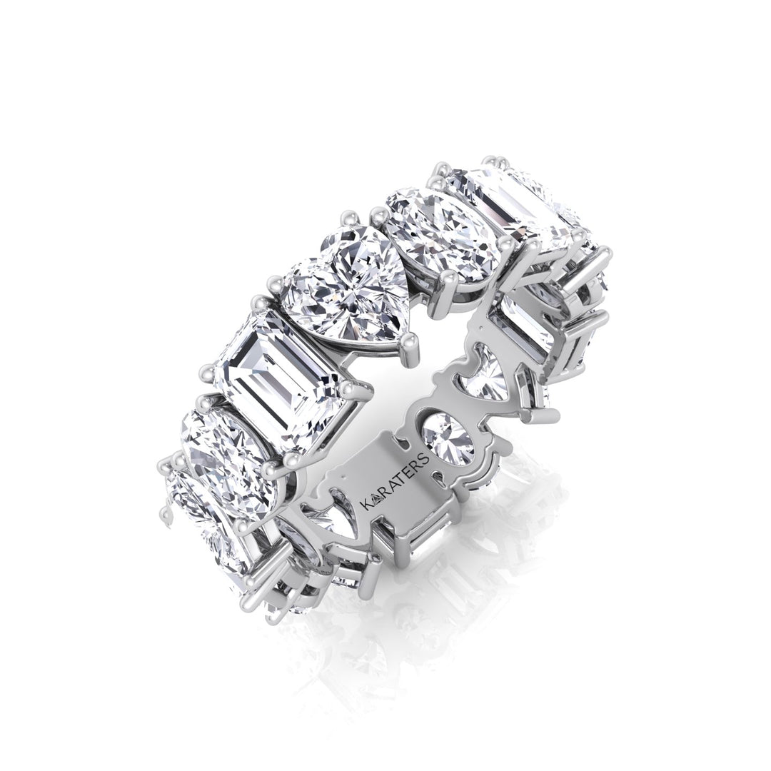 Mixed Shape Lab Grown Diamond Eternity Band-2CT-3CT-4CT-5CT-14K-White Gold
