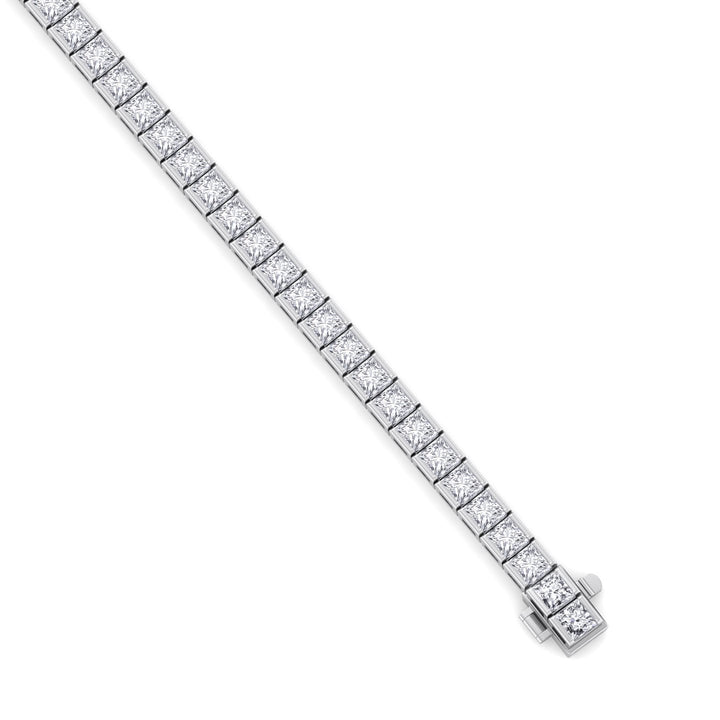 Princess Cut Lab Grown Diamond Tennis Bracelet 14K Solid Gold White 10.50CT