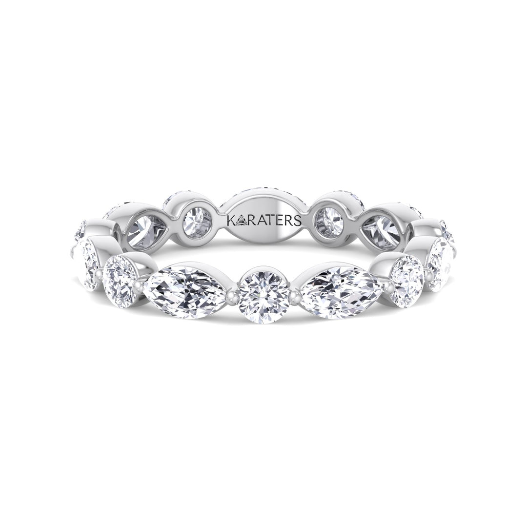 Round and Marquise Shape Lab Grown Diamond Eternity Band