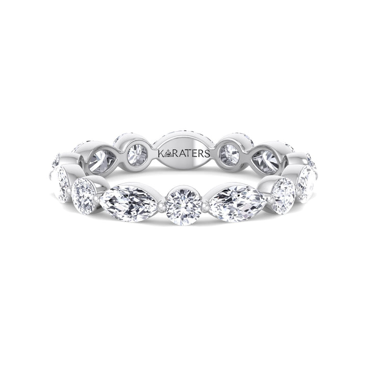 Round and Marquise Shape Lab Grown Diamond Eternity Band