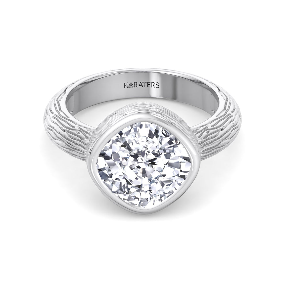 Cushion Cut Solitaire Lab Grown Diamond Engagement Ring