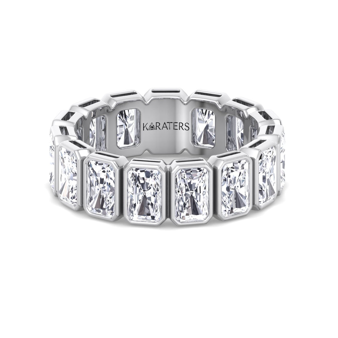 Bezel Set Radiant Shape Lab Grown Diamond Eternity Band White