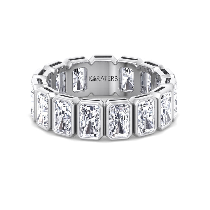 Bezel Set Radiant Shape Lab Grown Diamond Eternity Band White