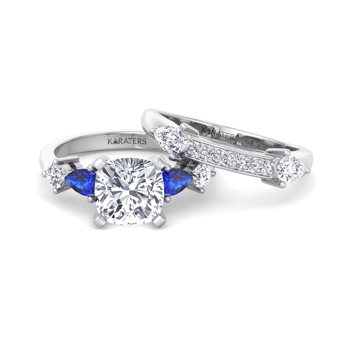 3.95CT Total Weight Multi Shape Lab Grown Diamond Wedding Set White Gold 18K