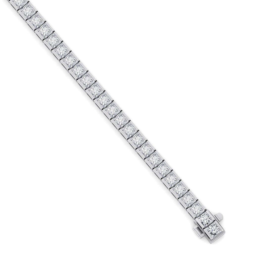 Princess Cut Lab Grown Diamond Tennis Bracelet 18K Solid Gold White 10.50CT
