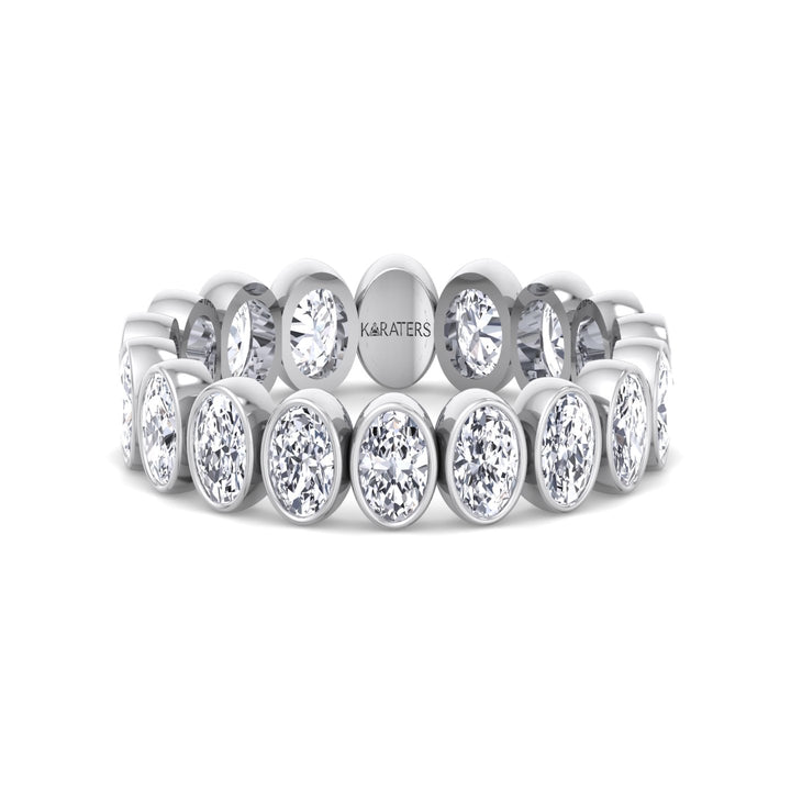 Bezel Set Oval Shape Lab Grown Diamond Eternity Band