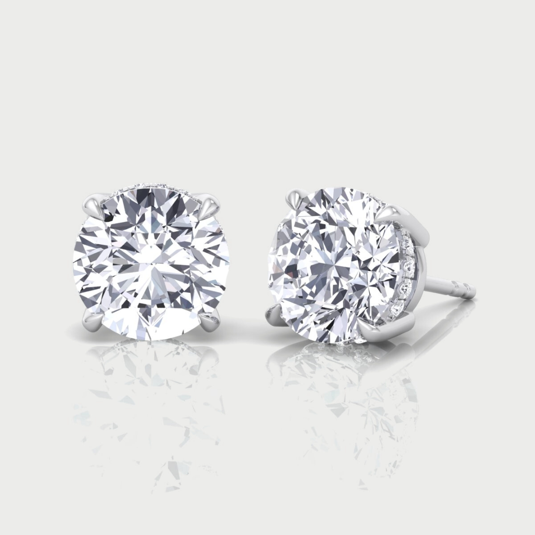 Invisible Halo Lab Grown Diamond Studs-14K-18K-Platinum-0.5CT-1CT-3CT-4CT-5CT-6CT-10CT