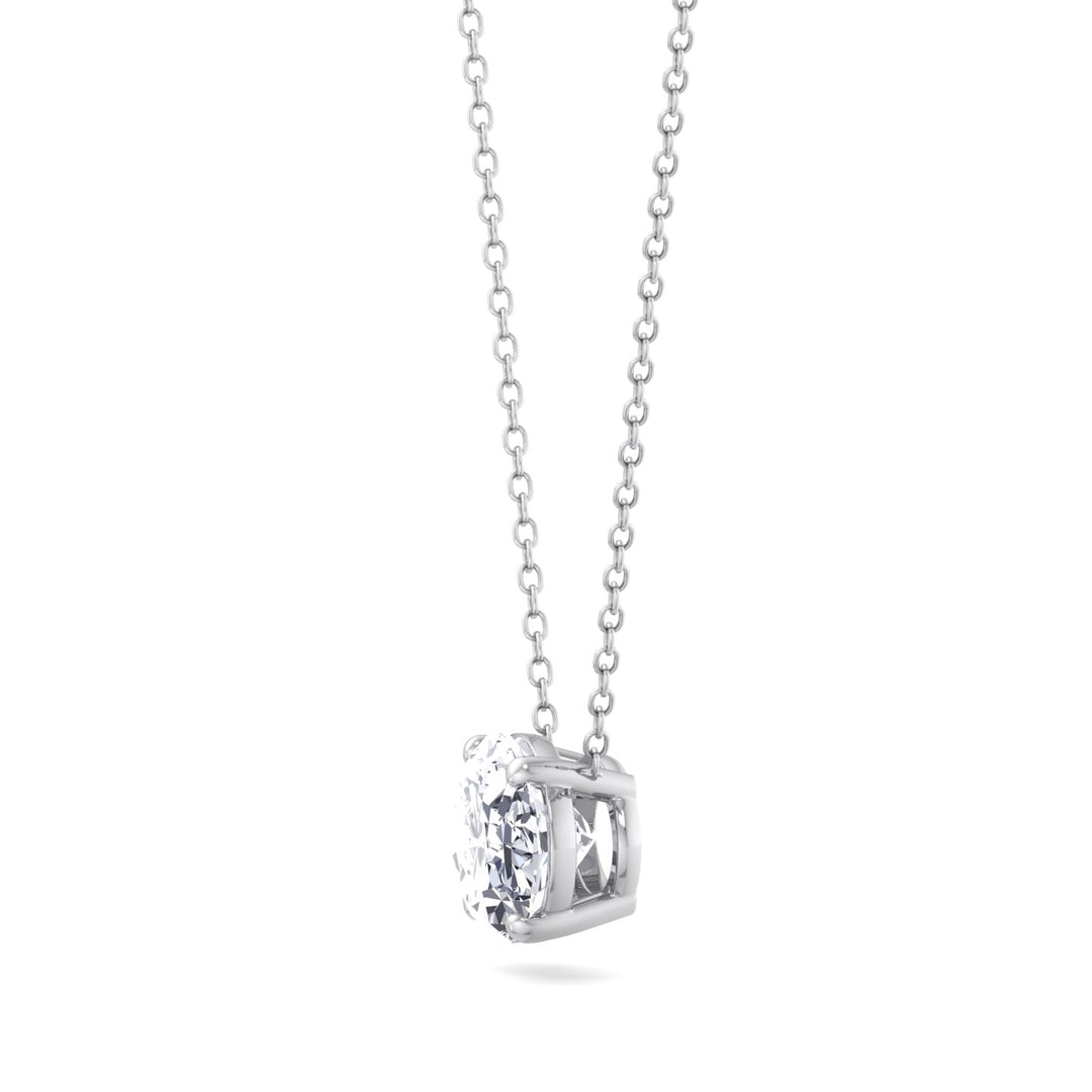 Floating Oval Shape Lab Grown Diamond Pendant-White Gold