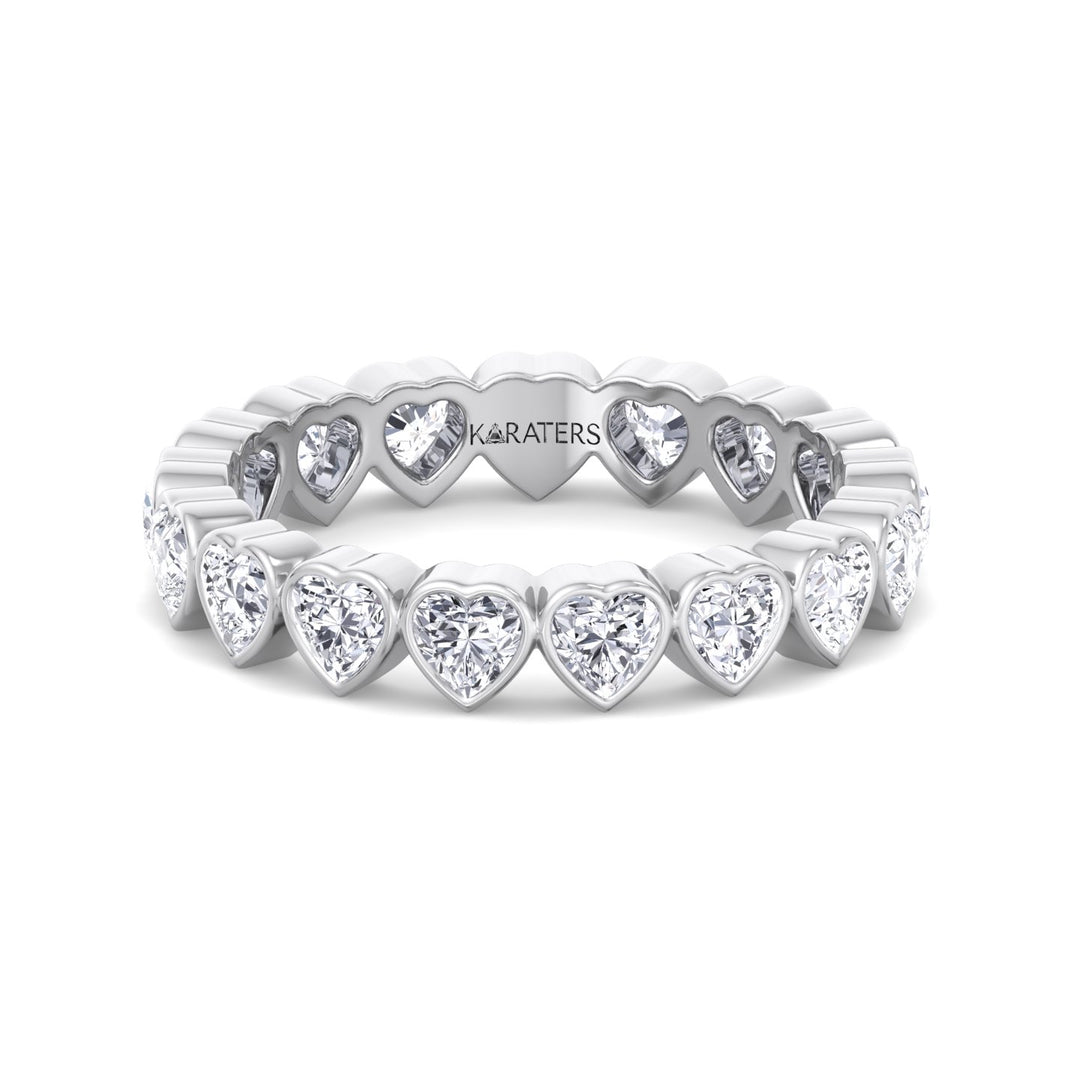 Bezel Set Heart Shape Lab Grown Diamond Eternity Band