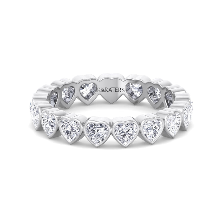 Bezel Set Heart Shape Lab Grown Diamond Eternity Band