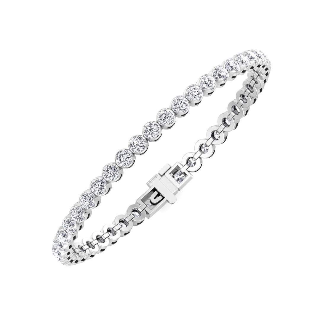 Buttercup Round Lab-Diamond Tennis Bracelet 14K White Gold