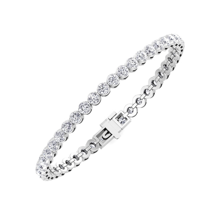 Buttercup Round Lab-Diamond Tennis Bracelet 14K White Gold