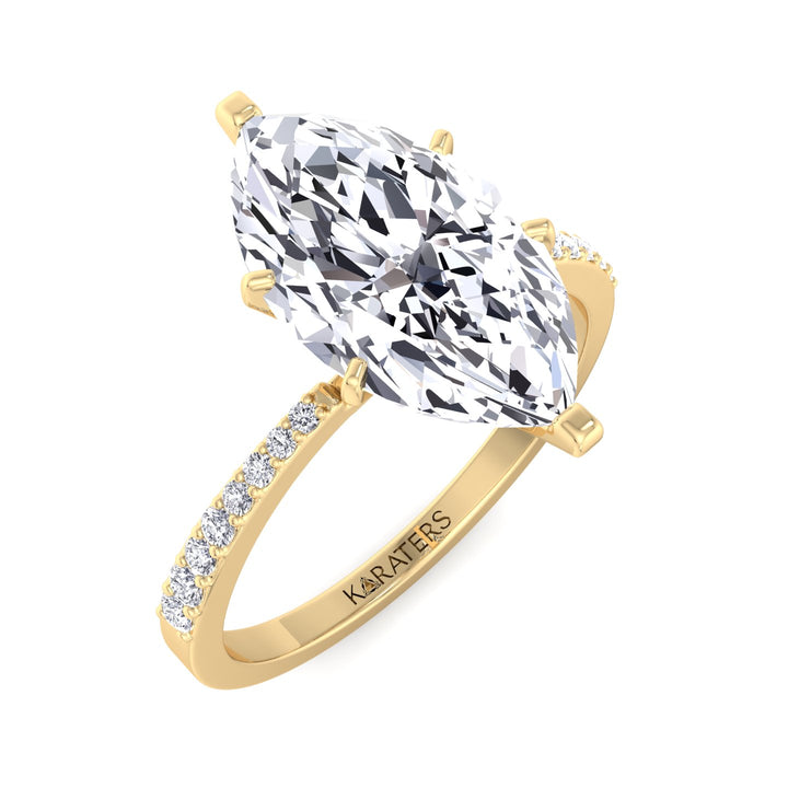 Marquise Cut Lab Grown Diamond Engagement Ring With SideStones