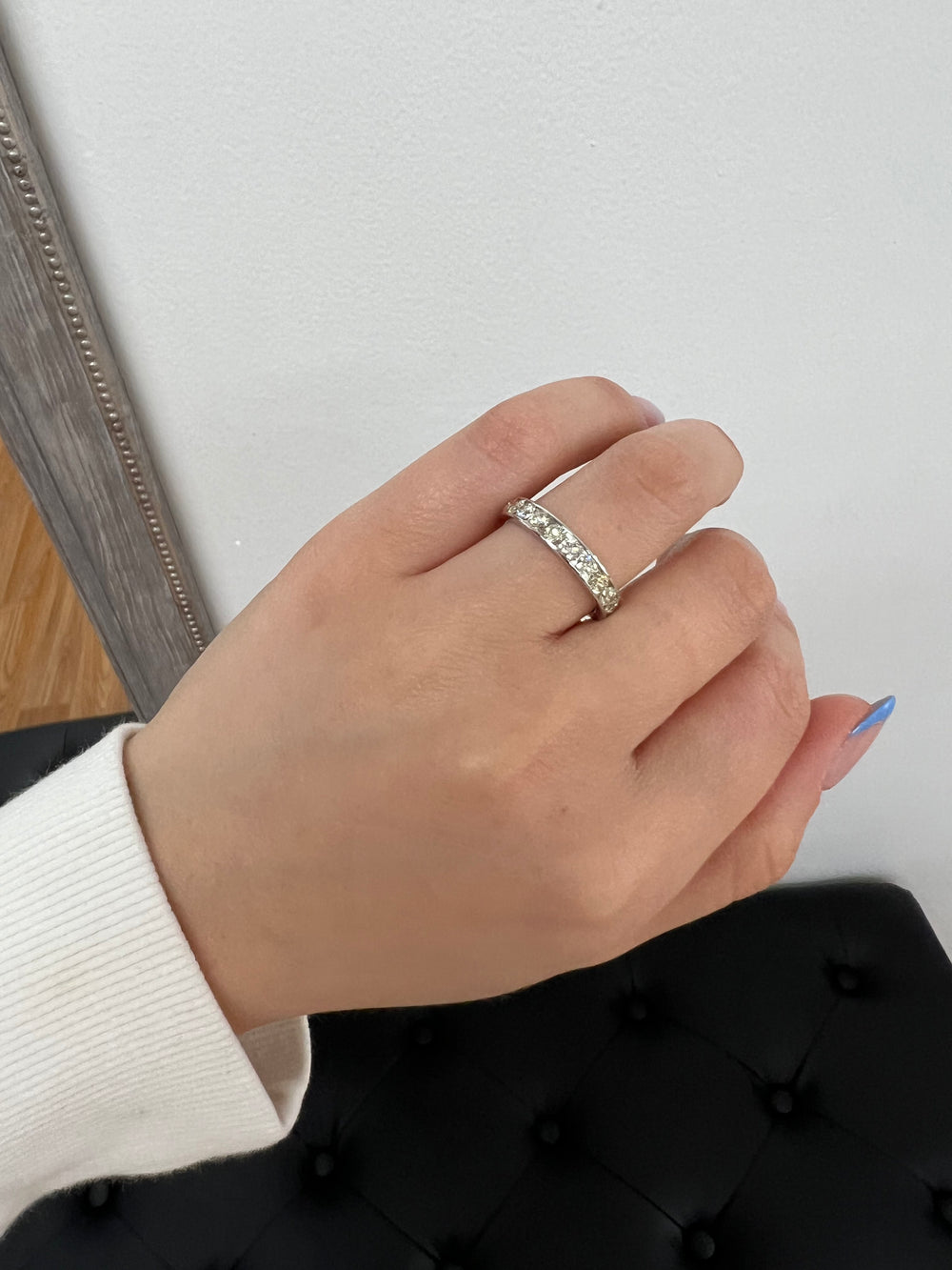 Yecla-Round Cut Lab White Gold Diamond Channel Set Eternity Band, Finger