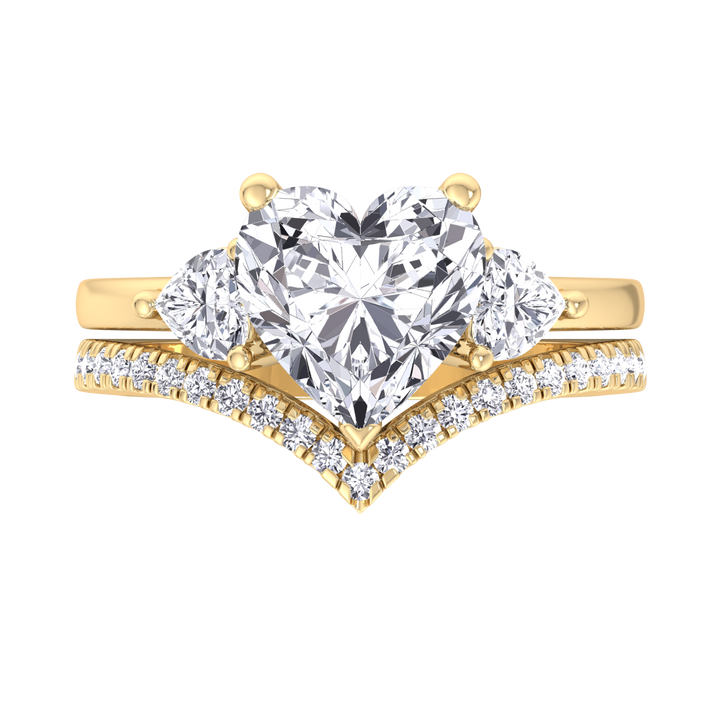 4.8CT Total Weight Heart Shape Lab Grown Diamond Wedding Set Yellow Gold 14K 18K