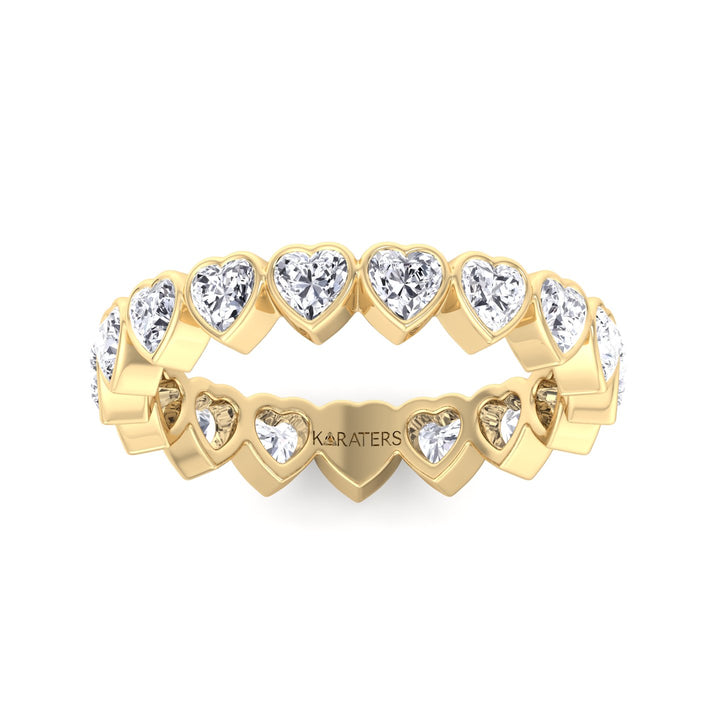 Bezel Set Heart Shape Lab Grown Diamond Eternity Band