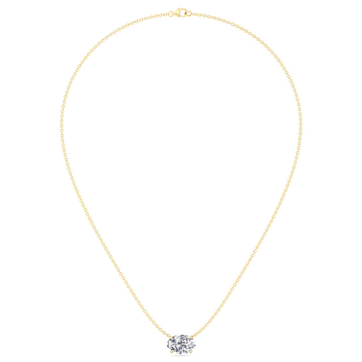 Floating Oval Shape Lab Grown Diamond Pendant-Yellow Gold- 14K