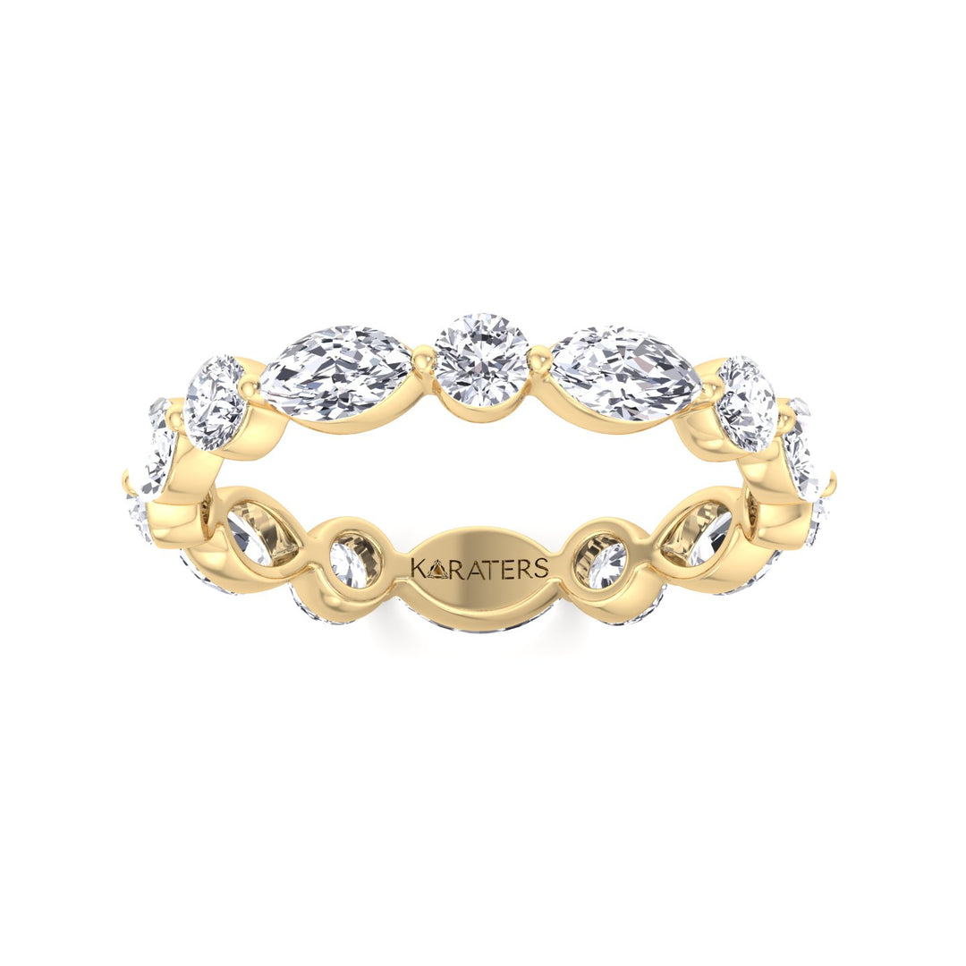 Round and Marquise Shape Lab Grown Diamond Eternity Band