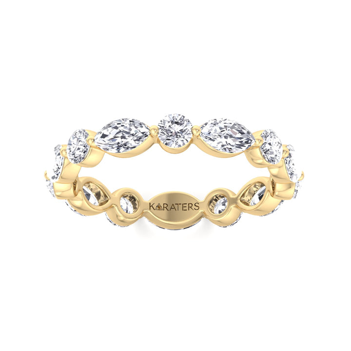 Round and Marquise Shape Lab Grown Diamond Eternity Band