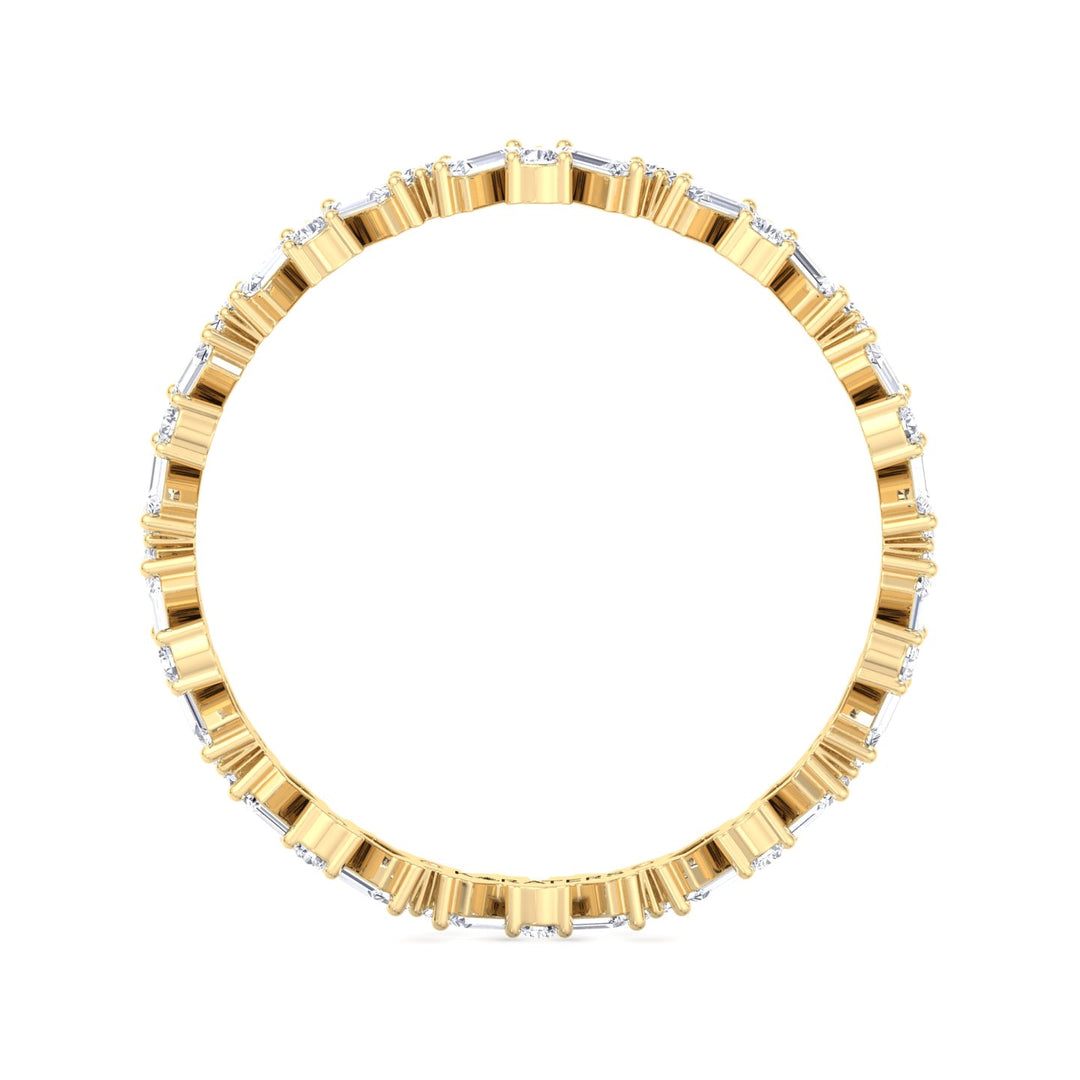 Round and Baguette Shape Lab Grown Diamond Offset Band