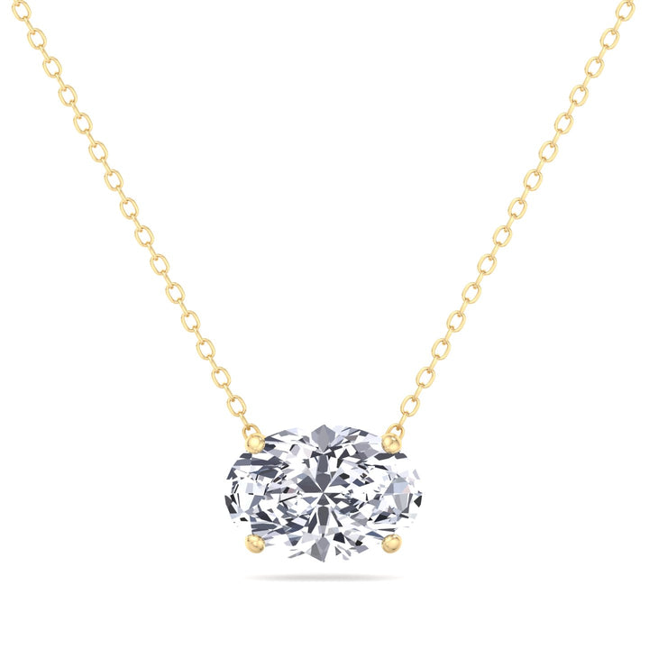 Floating Oval Shape Lab Grown Diamond Pendant-Yellow Gold