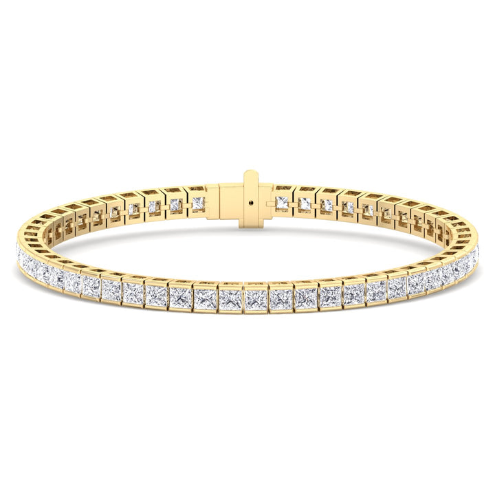 Princess Cut Lab Grown Diamond Tennis Bracelet 18K Solid Gold 10.50CT Yellow