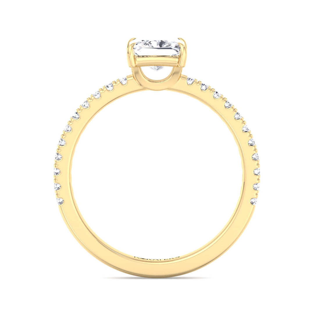 Princess Cut Lab Grown Diamond Engagement Ring with Pave Band