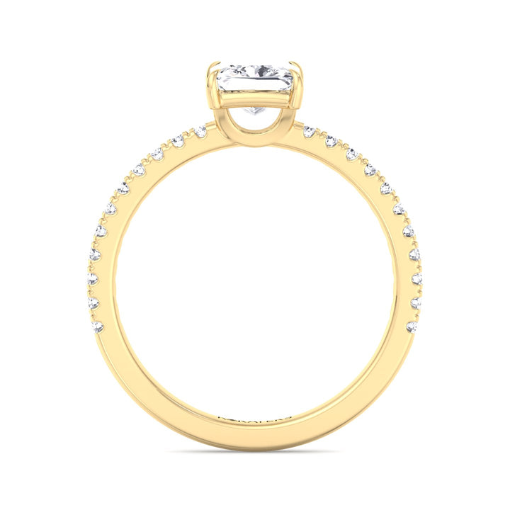 Princess Cut Lab Grown Diamond Engagement Ring with Pave Band