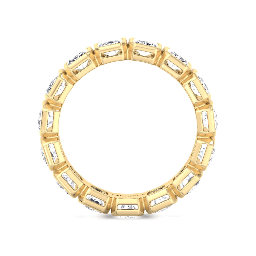 Bezel Set Radiant Shape Lab Grown Diamond Eternity Band Yellow Gold