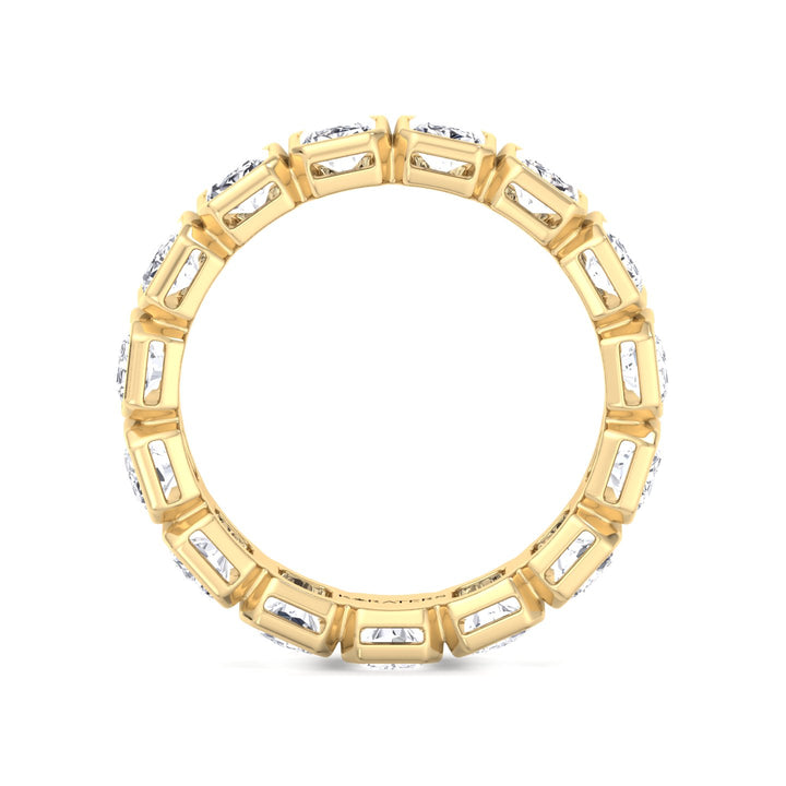Bezel Set Radiant Shape Lab Grown Diamond Eternity Band Yellow Gold