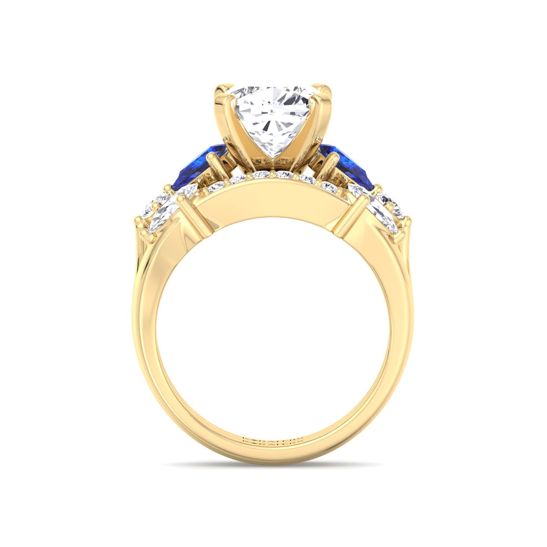 3.95CT Total Weight Multi Shape Lab Grown Diamond Wedding Set Yellow Gold