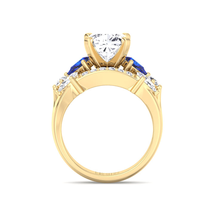 3.95CT Total Weight Multi Shape Lab Grown Diamond Wedding Set Yellow Gold