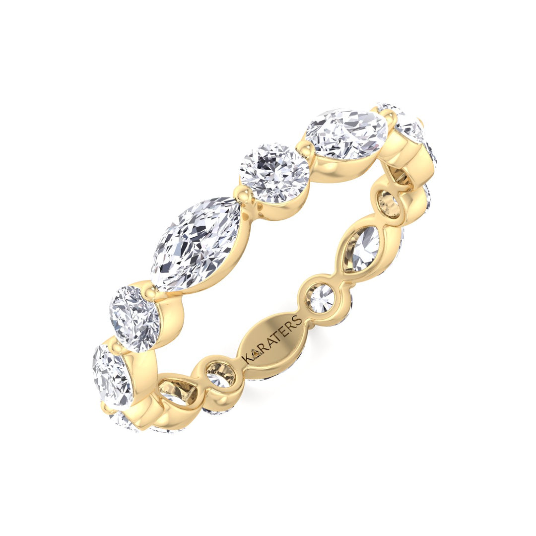 Round and Marquise Shape Lab Grown Diamond Eternity Band